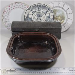 FLAT WITH SQUARE BROWN CERAMIC HOT PLATE, AND