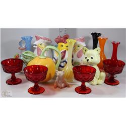 ASSORTMENT OF VASES, TEAPOTS, JUGS, MUGS