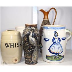 BOX OF LARGE CERAMIC POTTERY, JUGS, ETC