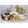 Image 1 : BOX OF GLASS/CERAMIC WATER JUGS, TEA POTS, VASES