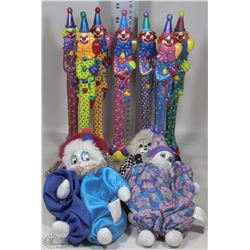 FLAT OF PORCELAIN CLOWN STATUES, MINI CLOWNS