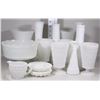 Image 1 : BOX OF WHITE GLASS GOBLETS, VASES, DISHES