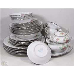 32PC PORZELLAN SILVER TRIMMED DISH SET MADE IN