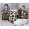 Image 1 : FLAT OF PIGGY BANKS - DOG, CAR, MAN IN BASKET,