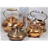 Image 1 : FLAT WITH ASSORTED COPPER TEA POTS