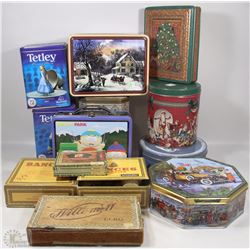FLAT OF ASSORTED TINS AND CIGAR BOXES
