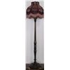 Image 1 : ANTIQUE WOODEN FLOOR LAMP WITH FRINGED SHADE