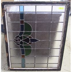 LRG RECTANGLE BLACK WOODEN FRAMED STAINED GLASS