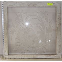 SQUARE WOOD FRAMED GLASS PICTURE OF A YOUNG