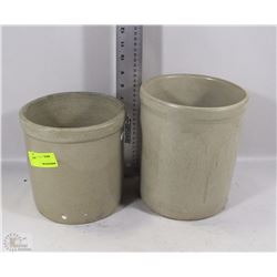 SET OF 2 ROUND CERAMIC CROCKS