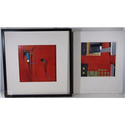 SET OF 2 IKEA ABSTRACT ART PICTURES ONE FRAMED