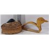 Image 1 : BOX WITH CERAMIC DUCK CANISTER AND WOODEN DUCK