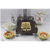 Image 1 : BOX WITH METAL DECORATIVE TRAY+CERAMIC TEAPOT,