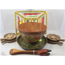 FLAT OF MEXICAN THEMED SERVING TRAYS, BOWLS, ALSO