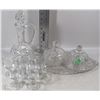Image 1 : BOX OF CRYSTAL; CANDY DISH, DECANTER, GLASSES,TRAY