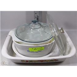 LOT OF CORNING WARE; 9" PIE PLATE, 31X26X6 (4L)