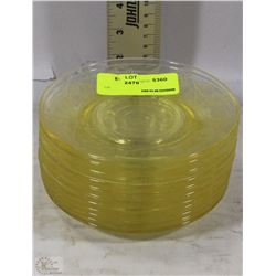 LOT OF SMALL DEPRESSION GLASS YELLOW SAUCERS