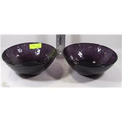 PAIR OF 2 DARK PURPLE SALAD BOWLS