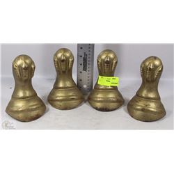 SET OF 4 GOLD COLORED CAST IRON BATH TUB CLAWED