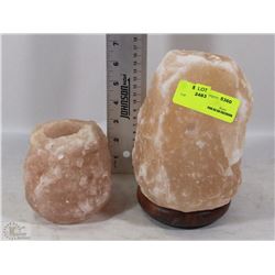 NATURAL ROSE QUARTZ LAMP ON WOOD BASE - MISSING