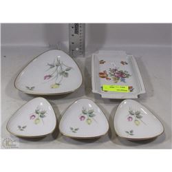 LOT OF 5 GERMAN MADE PORCELAIN GOLD TRIMMED DISHES