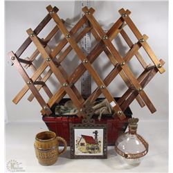 FLAT WITH WOOD ACCORDION STYLE WINE RACK+METAL