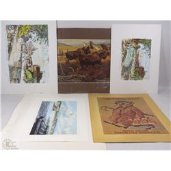 LOT OF 5 UNFRAMED PRINTS 2 ARE NUMERED AND 3 ARE