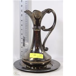 WATER JUG WITH BRASS RIDEAU PLATE MADE IN CANADA