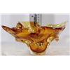 Image 1 : AMBER COLORED UNIQUELY DESIGN GLASS DISH