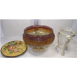 BOX WITH LARGE CRACKED GLASS DESIGN FRUIT BOWL