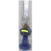 Image 1 : BLUE GLASS OIL LANTERN WITH SHADE