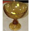 Image 1 : LARGE VINTAGE AMBER PEDESTAL BOWL W/GARDEN