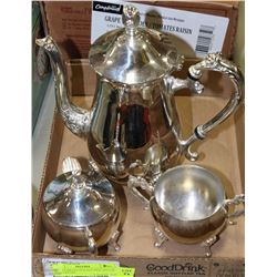 HBC EP BRASS TEA SET INCL SUGAR AND CREAM