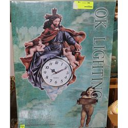 NEW JESUS WITH CHERUBS WALL CLOCK