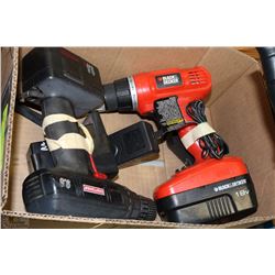 FLAT WITH BLACK AND DECKER 18V DRILL, CHARGER,