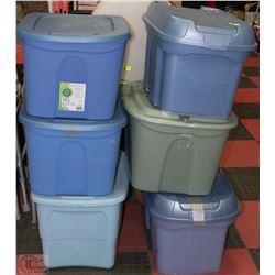LOT OF 6 TOTES WITH LIDS