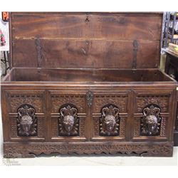 SOLID WOOD HOPE CHEST WITH ANGELIC FIGURINE