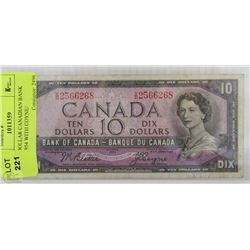 J)TEN DOLLAR CANADIAN BANK NOTE 1954 WITH COYNE/