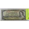 Image 1 : K)TWENTY DOLLAR CANADIAN BANK NOTE 1954 WITH