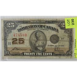 1923 DOMINION OF CANADA SHINPLASTER