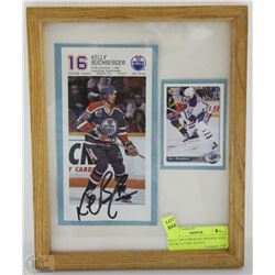 KELLY BUCHBERGER TRADING AND HOCKEY CARD SIGNED