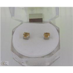 #13)NATURAL CITRINE ROUND  .925 SILVER EARRINGS