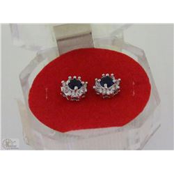 #2)NATURAL ENHANCED BLUE SAPPHIRE & CZ .925 SILVER