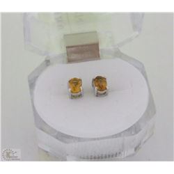 #14)NATURAL CITRINE OVAL  .925 SILVER EARRINGS