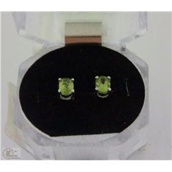 #7)NATURAL PERIDOT OVAL .925 SILVER EARRINGS