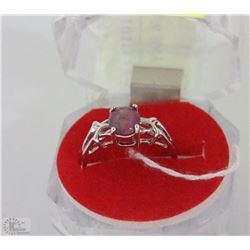 #23)NATURAL 6 RAY STAR RUBY .925 SILVER RING