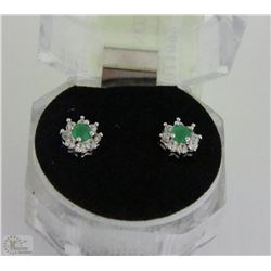 #3)NATURAL ENHANCED EMERALD & CZ  .925 SILVER