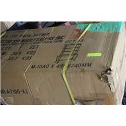 NEW IN BOX WROUGHT IRON AND GLASS BAKERS RACK