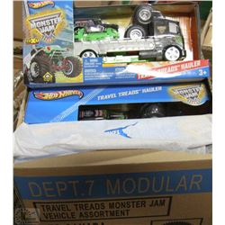 CASE OF 6 MATTEL MONSTER JAM TRAVEL TREADS HAULER