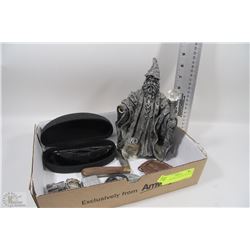 BOX W/WIZARD FIGURINE, RAY BAN